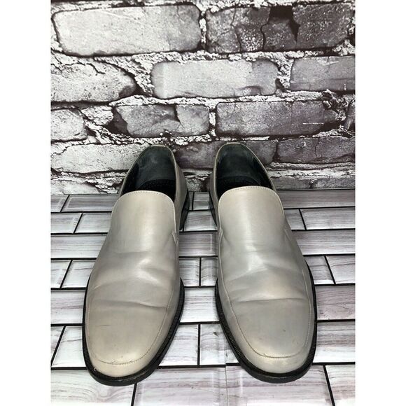 Sam Bork Shoes Grey Leather SlipOn Italy Loafers Dress Shoes Men Sz 8.5M US/42EU - Picture 2 of 16